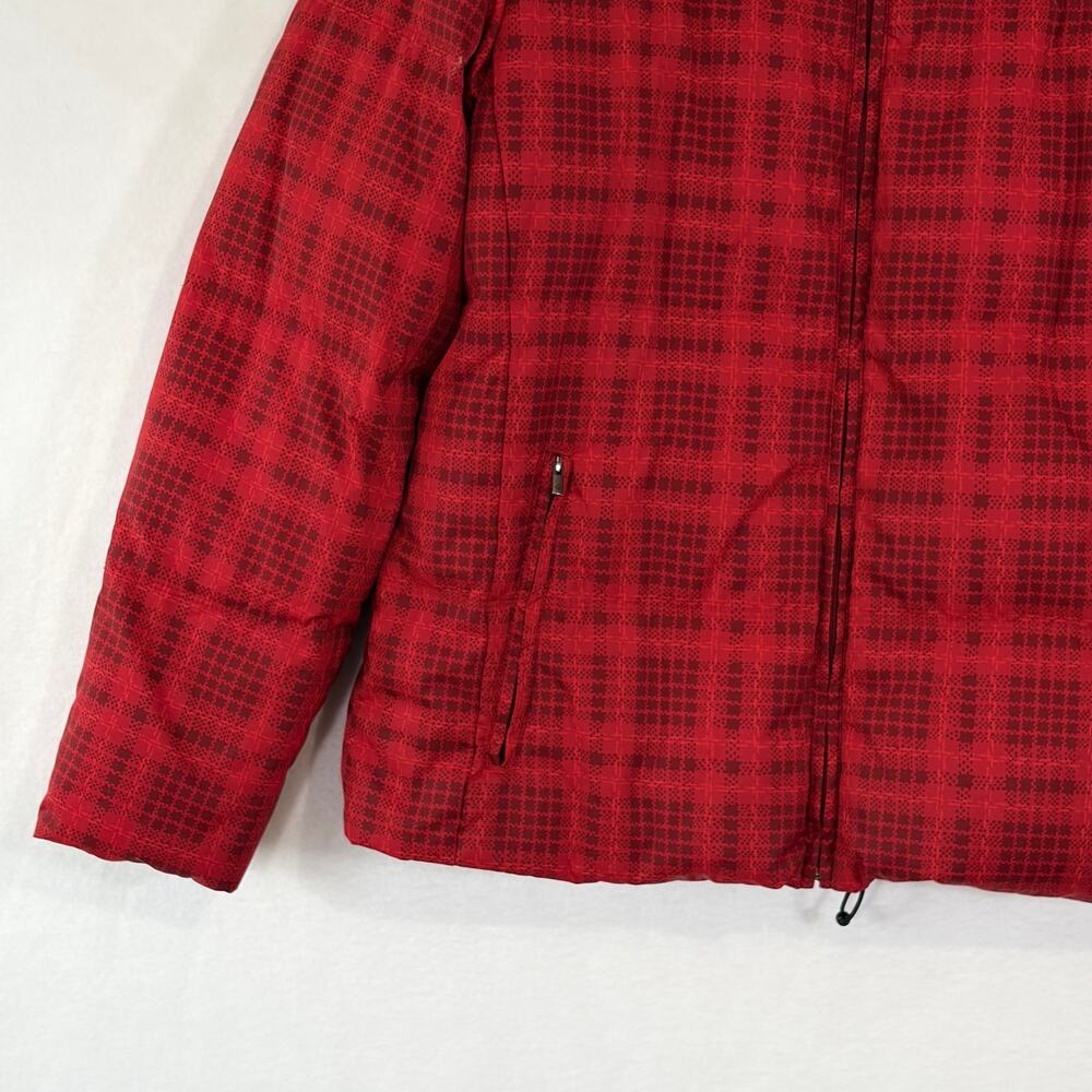 Columbia Winter Jacket Womens XL Red Plaid Down Feather Puffer Coat - Picture 8 of 12